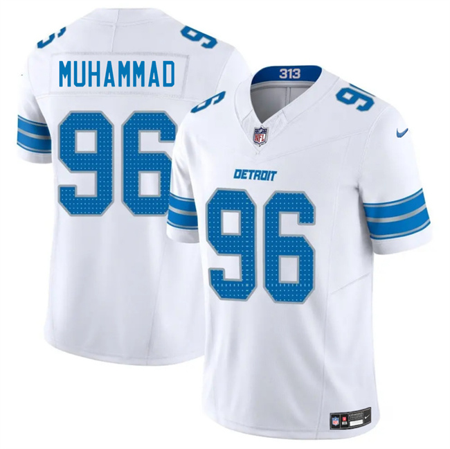 Personalized Men’s Detroit Lions #96 Al-Quadin Muhammad White 2025 F.U.S.E. Limited Stitched Jersey