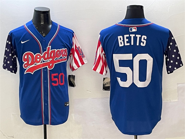 Personalized Men’s Los Angeles Dodgers #50 Mookie Betts Royal Limited Stitched Baseball Jersey