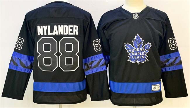 Personalized Youth Toronto Maple Leafs #88 William Nylander Black 2024-25 Alternate Stitched Hockey Jersey