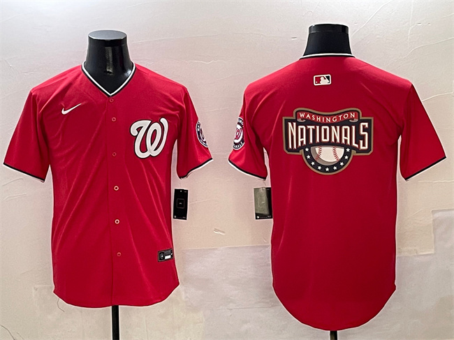 Personalized Men’s Washington Nationals Team Big Logo Red Limited Stitched Baseball Jersey