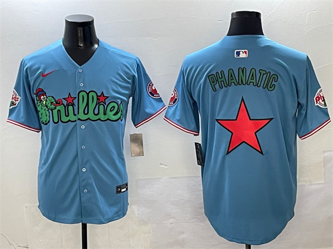Personalized Men’s Philadelphia Phillies Light Blue Phanatic Limited Stitched Jersey