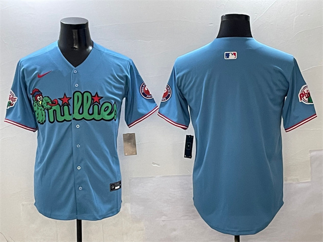 Personalized Men’s Philadelphia Phillies Blank Light Blue Phanatic Limited Stitched Jersey