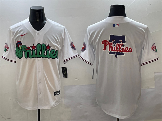 Personalized Men’s Philadelphia Phillies Team Big Logo White Phanatic Limited Stitched Jersey 1