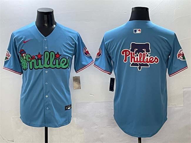 Personalized Men’s Philadelphia Phillies Team Big Logo Light Blue Phanatic Limited Stitched Jersey