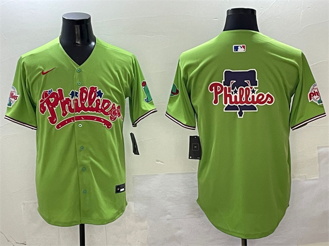 Personalized Men’s Philadelphia Phillies Team Big Logo Light Green Phanatic Limited Stitched Jersey