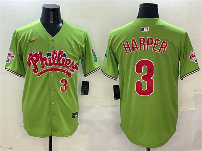 Personalized Men’s Philadelphia Phillies #3 Bryce Harper Light Green Phanatic Limited Stitched Jersey