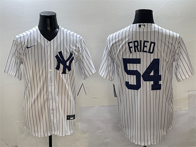 Personalized Men’s New York Yankees #54 Max Fried White Cool Base Stitched Baseball Jersey