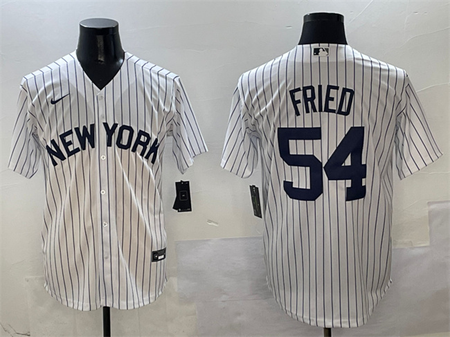 Personalized Men’s New York Yankees #54 Max Fried White Cool Base Stitched Baseball Jerseys