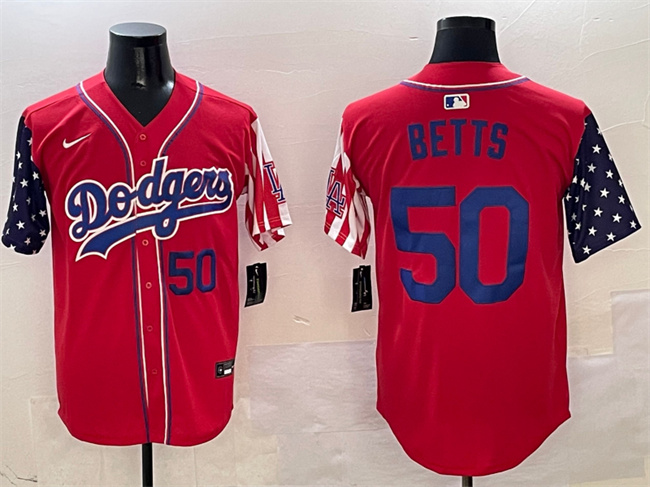 Personalized Men’s Los Angeles Dodgers #50 Mookie Betts Red Limited Stitched Baseball Jersey