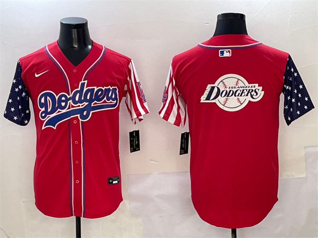 Personalized Men’s Los Angeles Dodgers Team Big Logo Red Limited Stitched Baseball Jersey 002