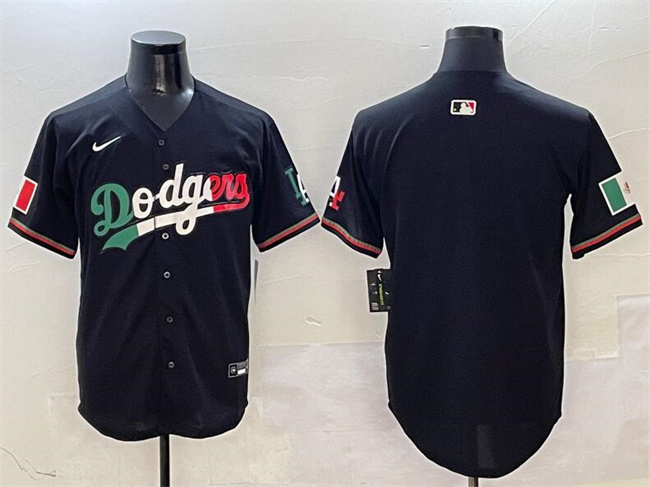 Personalized Men’s Los Angeles Dodgers Blank Black Mexico Flag Limited Stitched Baseball Jersey