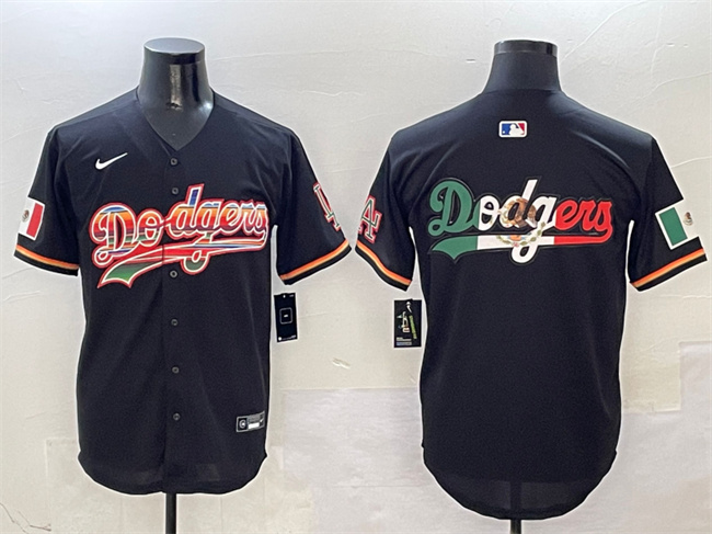 Personalized Men’s Los Angeles Dodgers Team Big Logo Black Mexico Limited Stitched Baseball Jersey