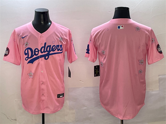 Personalized Men’s Los Angeles Dodgers Blank Pink 2025 Tokyo Series Limited Stitched Baseball Jersey