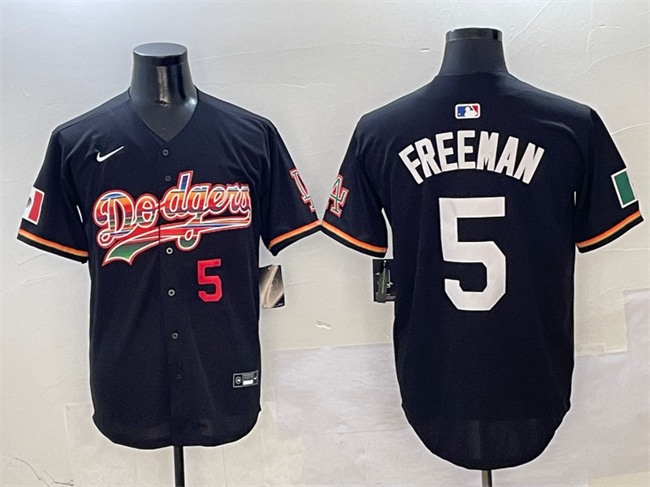 Personalized Men’s Los Angeles Dodgers #5 Freddie Freeman Black Mexico Limited Stitched Baseball Jersey