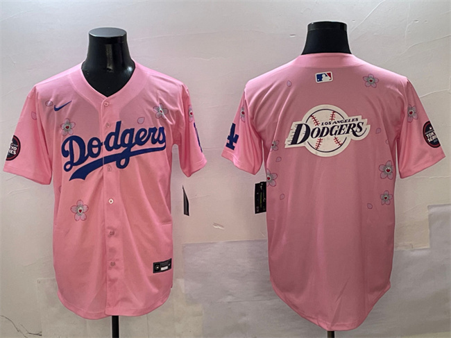 Personalized Men’s Los Angeles Dodgers Team Big Logo Pink 2025 Tokyo Series Limited Stitched Baseball Jersey