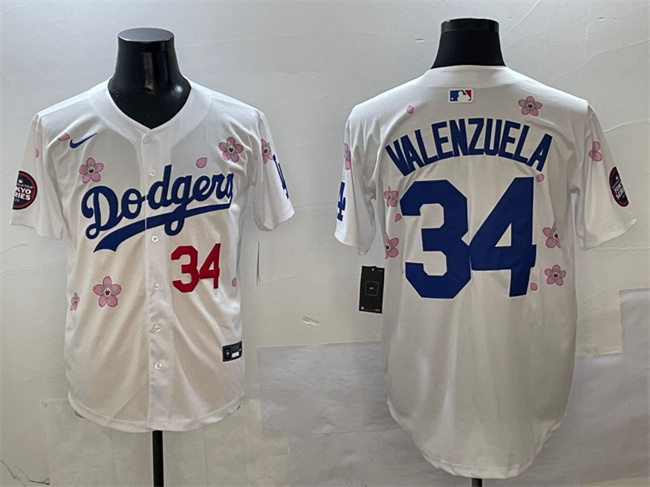 Personalized Men’s Los Angeles Dodgers #34 Fernando Valenzuela White 2025 Tokyo Series Limited Stitched Baseball Jersey
