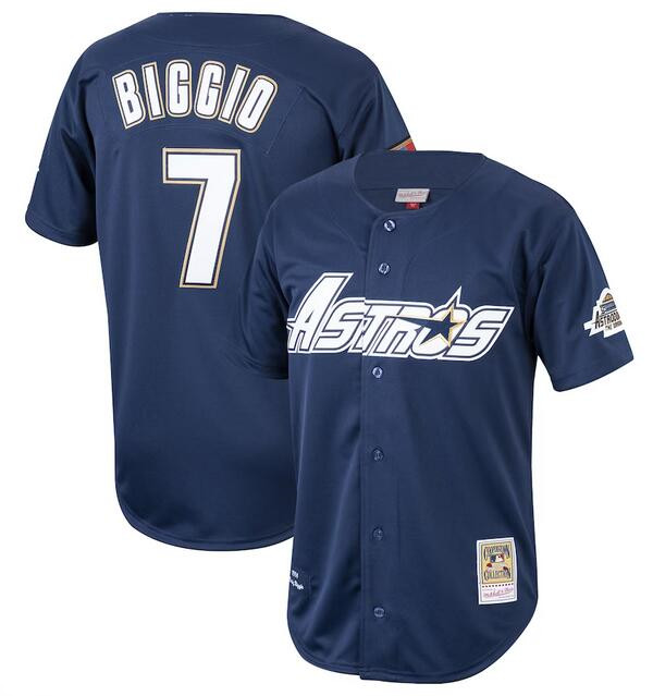 Personalized Men’s Houston Astros #7 Craig Biggio Navy 1994 Stitched Baseball Jersey