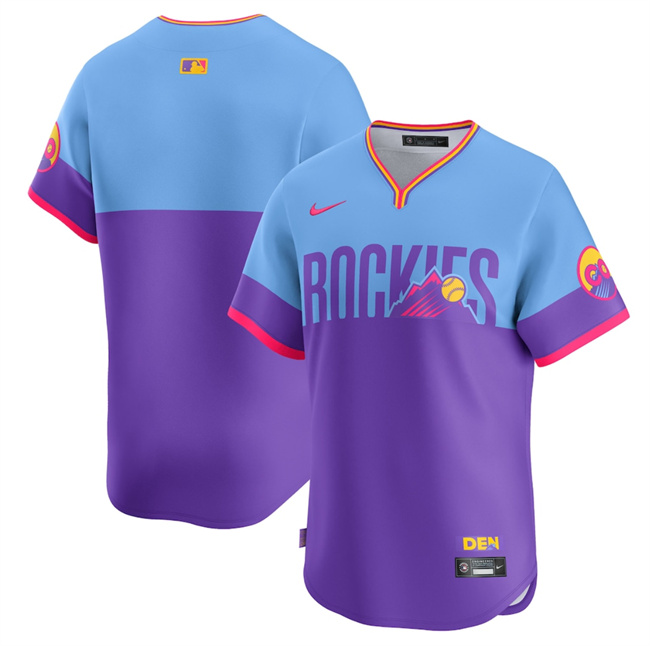 Personalized Men’s Colorado Rockies Blank Purple Light Blue 2025 City Connect Limited Stitched Baseball Jersey