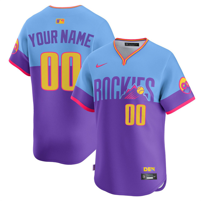 Personalized Men’s Colorado Rockies ACTIVE PLAYER Purple Light Blue 2025 City Connect Limited Stitched Baseball Jersey