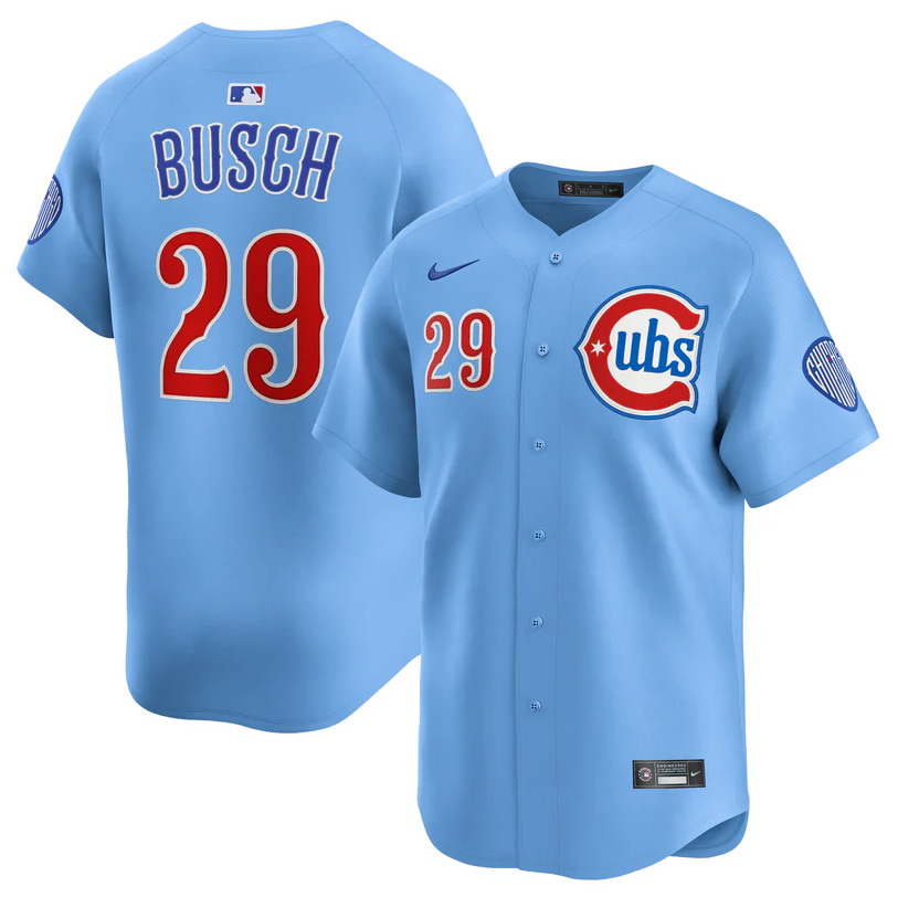 Personalized Men’s Chicago Cubs #29 Michael Busch Blue 2024 25 2nd Alternate Limited Stitched Baseball Jersey