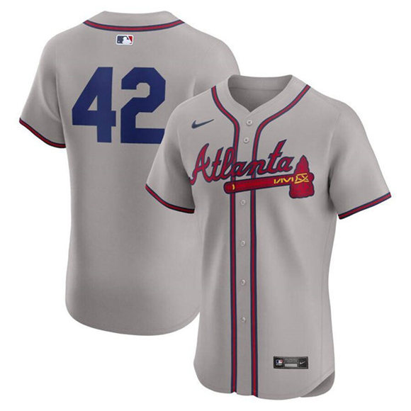 Personalized Men’s Atlanta Braves #42 Jackie Robinson Gray Flex Base Stitched Jersey