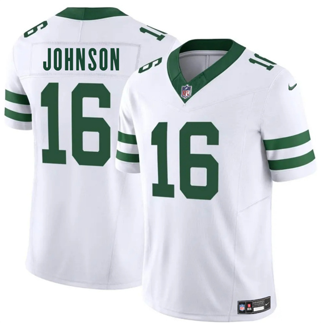 Personalized Men’s New York Jets #16 Tyler Johnson White 2025 F.U.S.E. Untouchable Limited Stitched Jersey