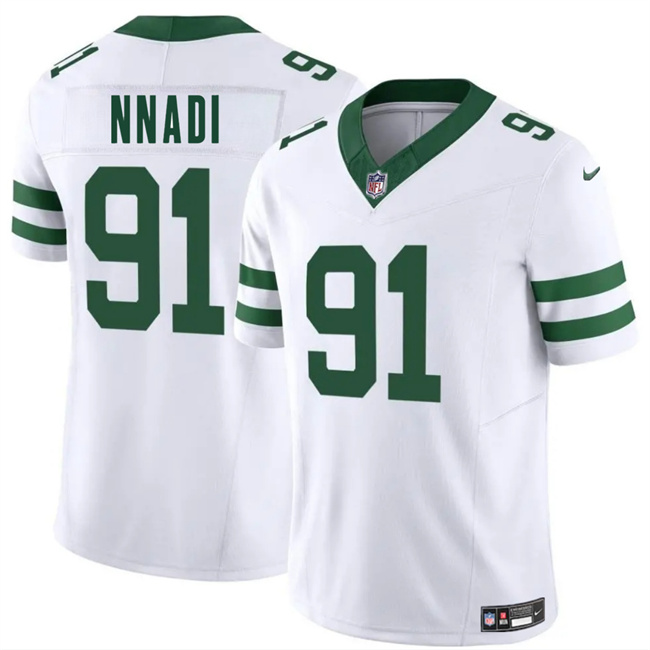 Personalized Men’s New York Jets #91 Derrick Nnadi White 2025 F.U.S.E. Untouchable Limited Stitched Jersey