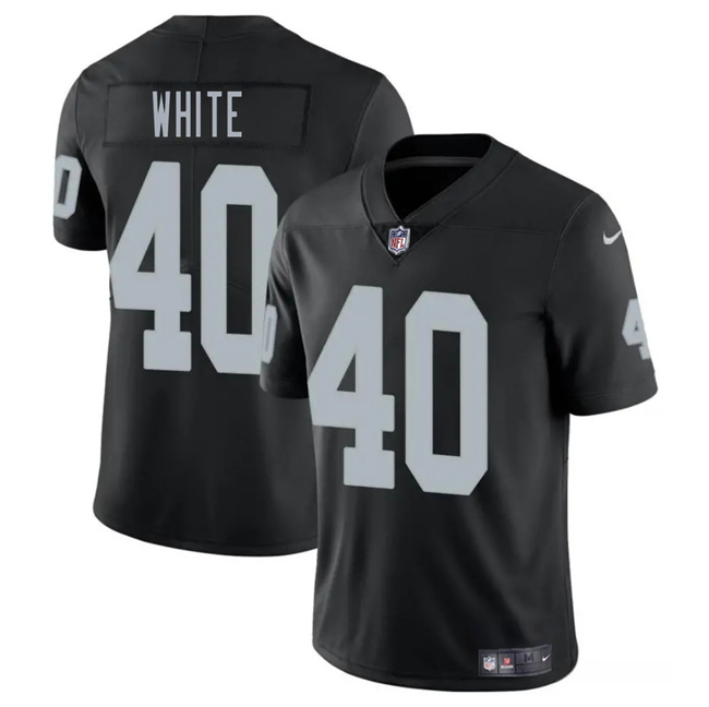 Personalized Men’s Las Vegas Raiders #40 Devin White Black 2025 Stitched Football Jersey
