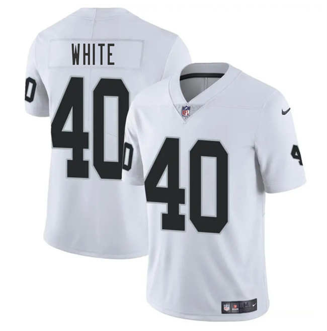 Personalized Men’s Las Vegas Raiders #40 Devin White White 2025 Stitched Football Jersey