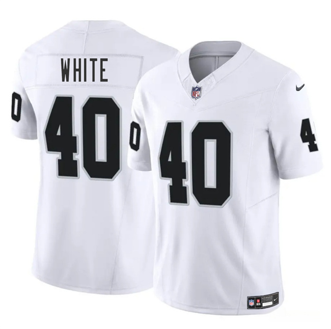 Personalized Men’s Las Vegas Raiders #40 Devin White White 2025 F.U.S.E. Stitched Football Jersey