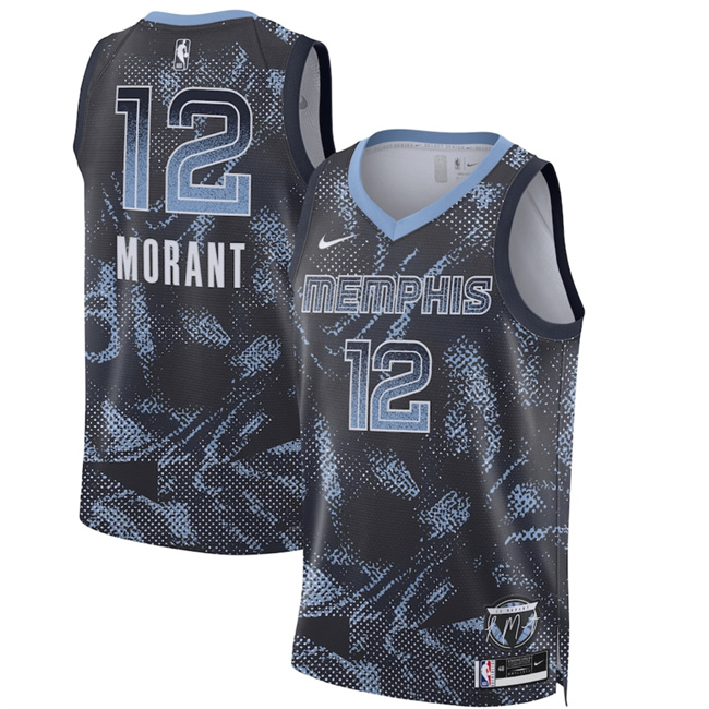 Personalized Men’s Memphis Grizzlies #12 Ja Morant Navy 2025 Select Series Swingman Stitched Basketball Jersey
