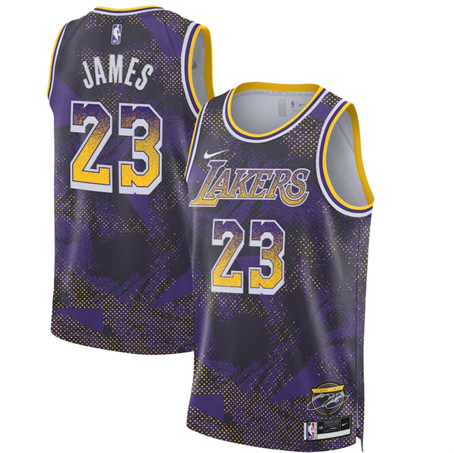 Personalized Men’s Los Angeles Lakers #23 LeBron James Purple 2025 Select Series Swingman Stitched Basketball Jersey
