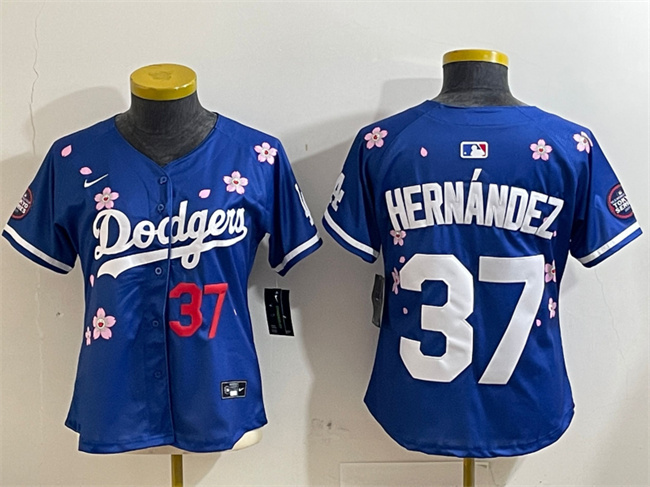 Personalized Youth Los Angeles Dodgers #37 Teoscar Hernandez Royal 2025 Tokyo Series Limited Stitched Baseball Jersey