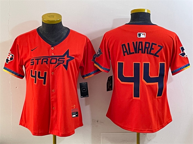 Personalized Youth Houston Astros #44 Yordan Alvarez Orange 2025 City Connect With Texas Patch Limited Stitched Baseball Jersey
