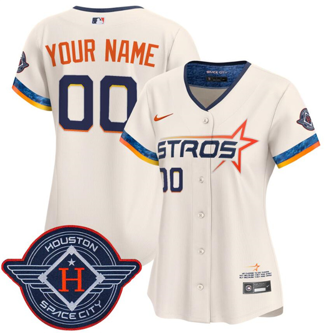 Personalized Women’s Houston Astros Active Player Cream 2025 City Connect Limited Stitched Baseball Jersey(Run Small)