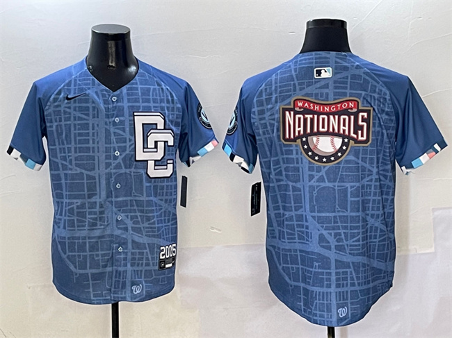 Personalized Men’s Washington Nationals Team Big Logo Blue 2025 City Connect Limited Stitched Baseball Jersey