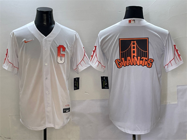 Personalized Men’s San Francisco Giants Team Big Logo White City Connect Cool Base Stitched Baseball Jersey 1