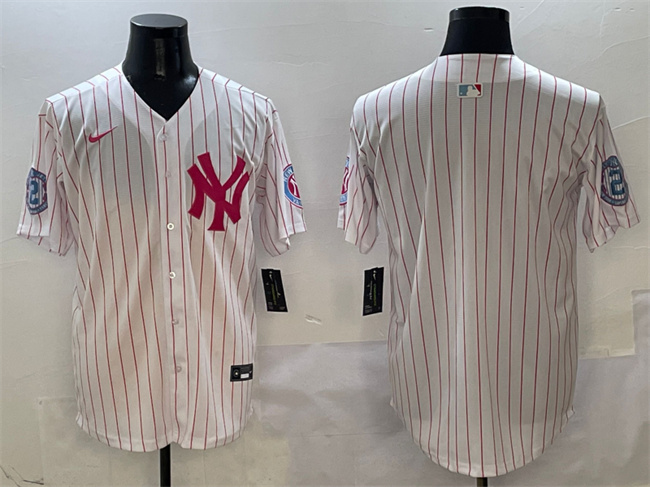 Personalized Men’s New York Yankees Blank Pink With Patch Limited Stitched Baseball Jersey