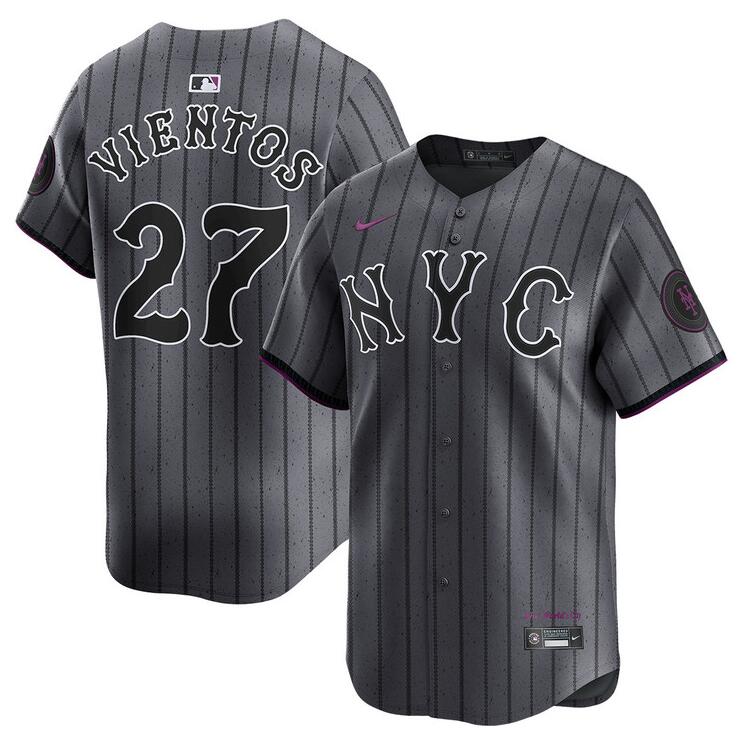 Personalized Men’s New York Mets #27 Mark Vientos Graphite City Connect Limited Stitched Baseball Jersey