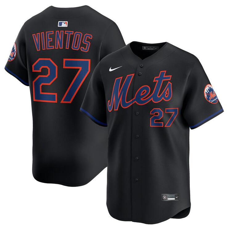 Personalized Men’s New York Mets #27 Mark Vientos Black Alternate Limited Stitched Baseball Jersey