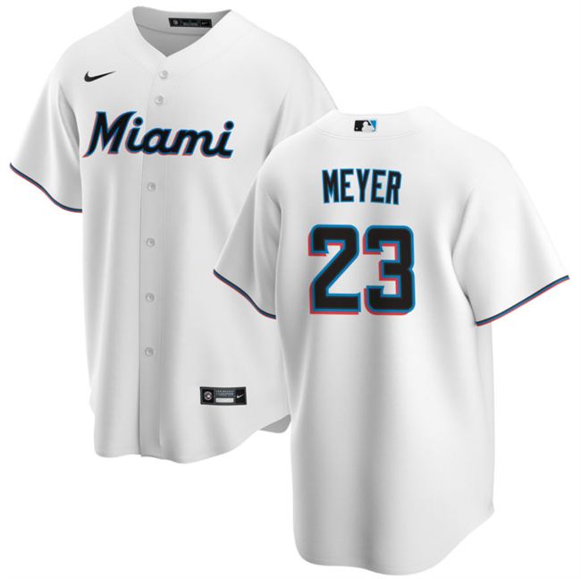 Personalized Men’s Miami Marlins #23 Max Meyer White Cool Base Stitched Baseball Jersey