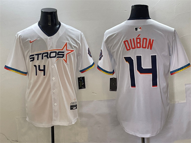 Personalized Men’s Houston Astros #14 Mauricio Dubon White 2025 City Connect Limited Stitched Baseball Jersey