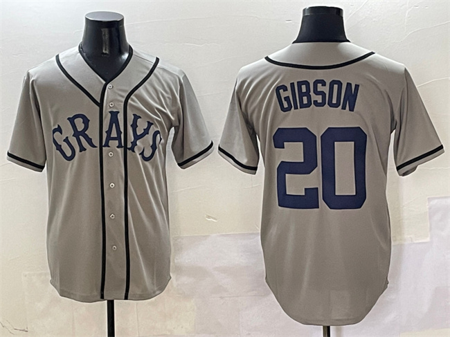 Personalized Men’s Homestead Grays #20 Josh Gibson Gray Stitched Baseball Jersey