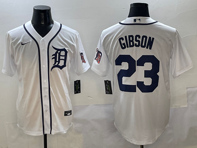 Personalized Men’s Detroit Tigers #23 Kirk Gibson White Cool Base Stitched Baseball Jersey
