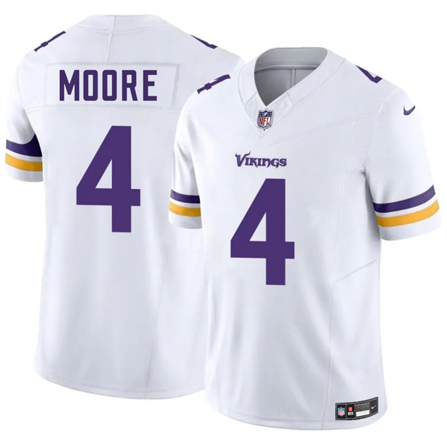 Personalized Men’s Minnesota Vikings #4 Rondale Moore White 2025 F.U.S.E. Untouchable Limited Stitched Jersey