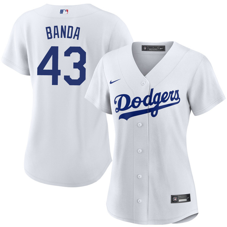 Personalized Women’s Los Angeles Dodgers #43 Anthony Banda White Cool Base Stitched Baseball Jersey