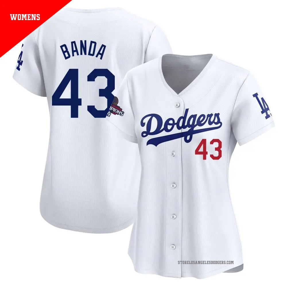 Personalized Women’s Los Angeles Dodgers #43 Anthony Banda White Cool Base Stitched Baseball Jerseys