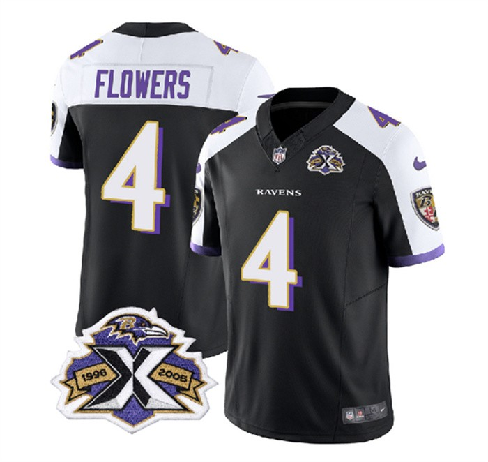 Personalized Youth Baltimore Ravens #4 Zay Flowers Black Limited Football Jersey