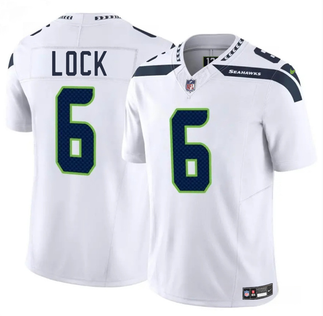 Personalized Men’s Seattle Seahawks #6 Drew Lock White 2025 F.U.S.E. Limited Stitched Football Jersey