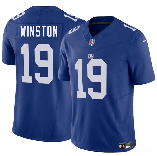 Personalized Men’s New York Giants #19 Jameis Winston Blue 2025 F.U.S.E. Untouchable Limited Stitched Jersey